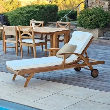 bain de soleil chaise longue bois de teck