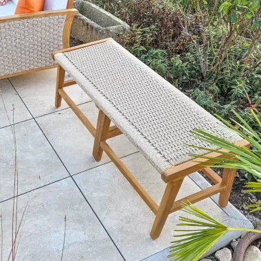 banc en bois et rotin jardin