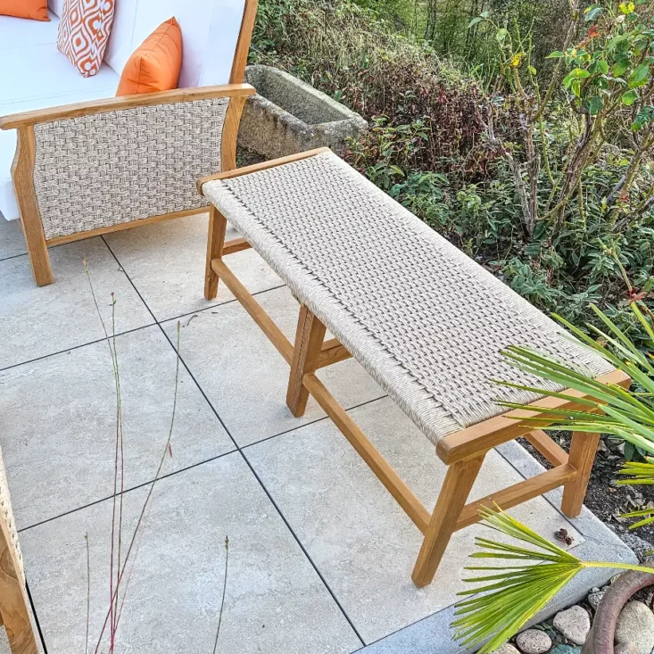 banc de jardin en teck bois rotin