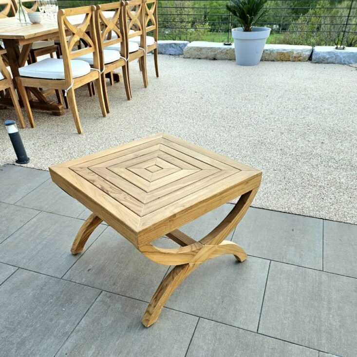 table basse d'appoint en bois de teck jardin