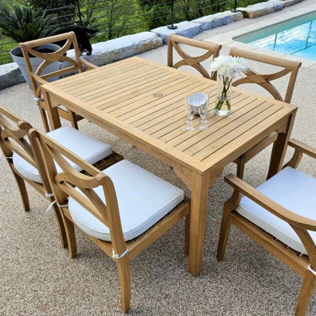 table de jardin en bois de teck 6 personnes