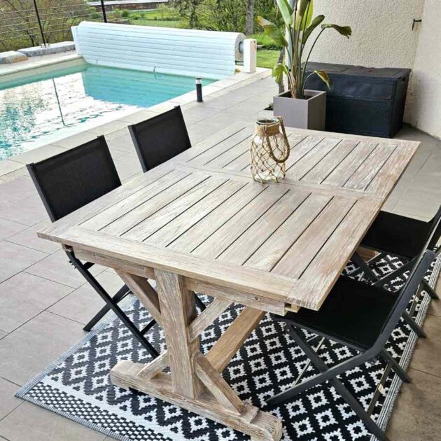 table de jardin extensible terrasse pour 10 personnes en bois de teck