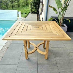table de jardin en bois de teck 4 personnes carrée